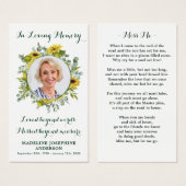 Memorial Zonnebloem Funeral Prayer Kaart met Foto (Voorkant /achterkant)