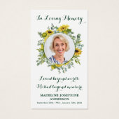 Memorial Zonnebloem Funeral Prayer Kaart met Foto (Voorkant)