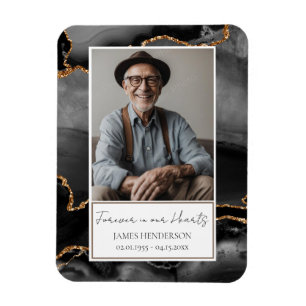 Memorial Zwart en Goud Foto Keepsake Magneet