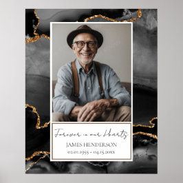 Memorial zwart en goud marmeren foto poster