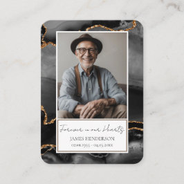 Memorial zwart goud steen foto begrafenis aandenke visitekaartje