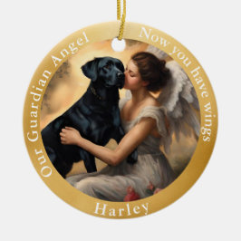 Memorial Zwart Lab Angel Art Custom Keramisch Ornament