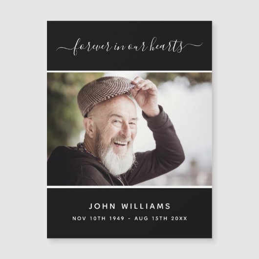 Memorial zwarte foto altijd magneet (Voorkant)