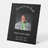 Memorial zwarte witte foto reclamebord met voetstuk (Voorkant)
