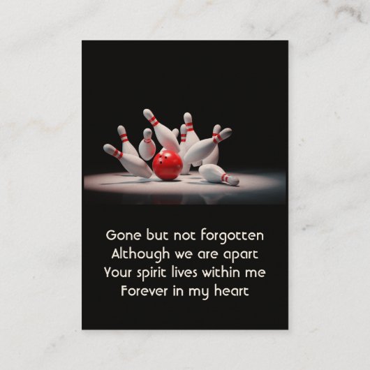 MemorialKeepsake for Bowling Bowler Visitekaartje (Achterkant)