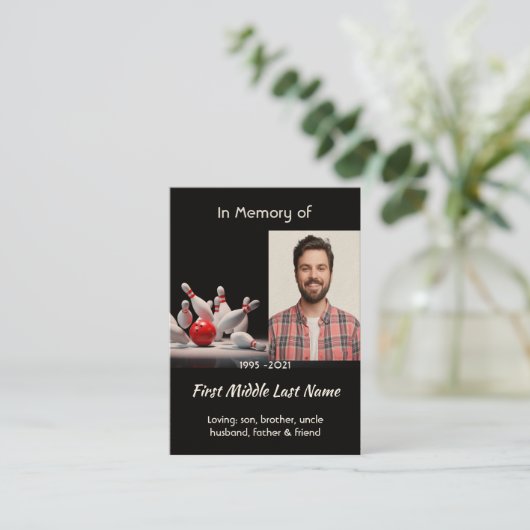 MemorialKeepsake for Bowling Bowler Visitekaartje (Staand voorkant)