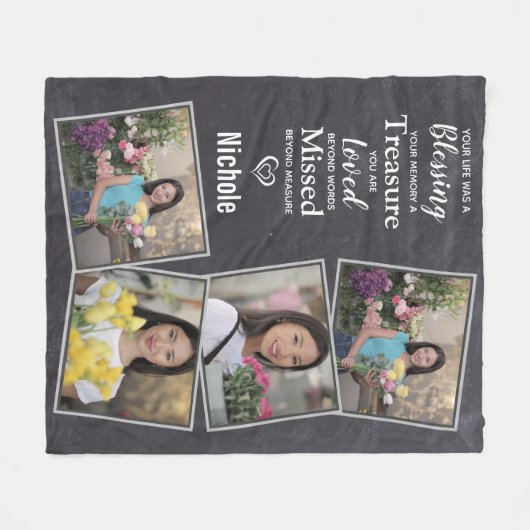 Memorials Keepomwille Family Photo Collage Fleece Deken (Voorkant (Horizontaal))