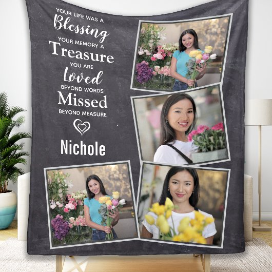 Memorials Keepomwille Family Photo Collage Fleece Deken