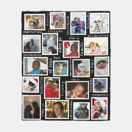 Memories Black Creëer Your 20 Photo Collage Fleece Deken