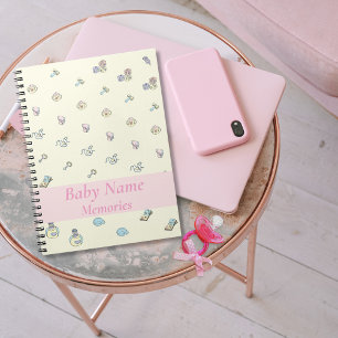 Memories Book Baby Girl Roze thema Naam toevoegen Notitieboek