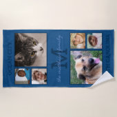 Memories Classic Blue Monogram 6 Foto Collage Strandlaken (Voorkant)