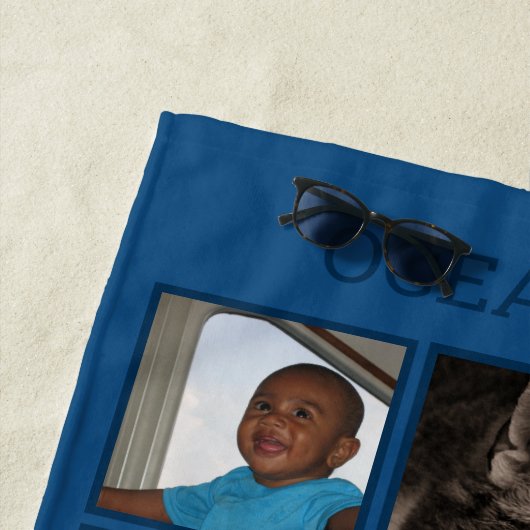 Memories Classic Blue Monogram 6 Foto Collage Strandlaken (In situ)