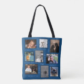 Memories Classic Blue Trendy 18 Photo Collage Tote Bag (Achterkant)