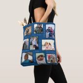 Memories Classic Blue Trendy 18 Photo Collage Tote Bag (Dichtbij)