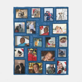 Memories Classic Blue Your 20 Photo Collage Fleece Deken