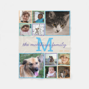 Memories Colorful Monogram 10 Foto Collage Fleece Deken