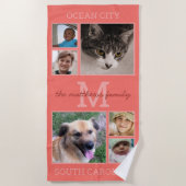 Memories Koraal Monogram 6 Foto Collage Strandlaken (Voorkant)