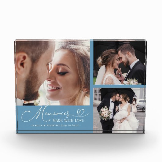 Memories Made with Love Denim Blue Wedding Fotoblokken (Voorkant)