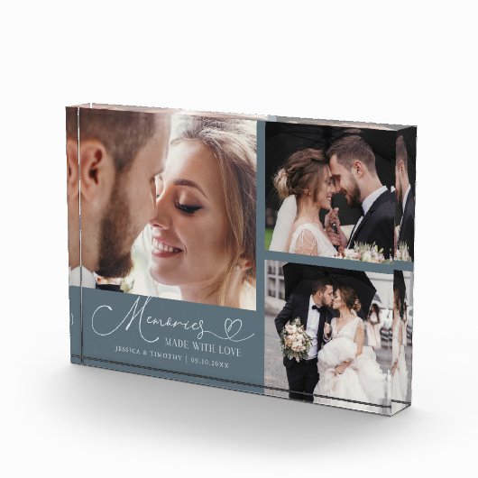 Memories Made with Love Slate Blue Wedding Fotoblokken (Rechts)