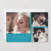 Memories Made With Love Wedding Aqua Multi Photo Bedankkaart (Voorkant)