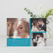 Memories Made With Love Wedding Aqua Multi Photo Bedankkaart (Staand voorkant)