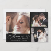 Memories Made With Love Wedding Black Multi Photo Bedankkaart (Voorkant)