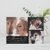 Memories Made With Love Wedding Black Multi Photo Bedankkaart (Staand voorkant)