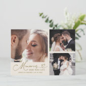 Memories Made With Love Wedding Cream Multi Photo Bedankkaart (Staand voorkant)