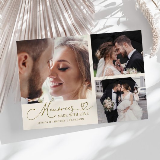 Memories Made With Love Wedding Cream Multi Photo Bedankkaart