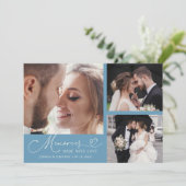 Memories Made With Love Wedding Denim Blue Photo Bedankkaart (Staand voorkant)