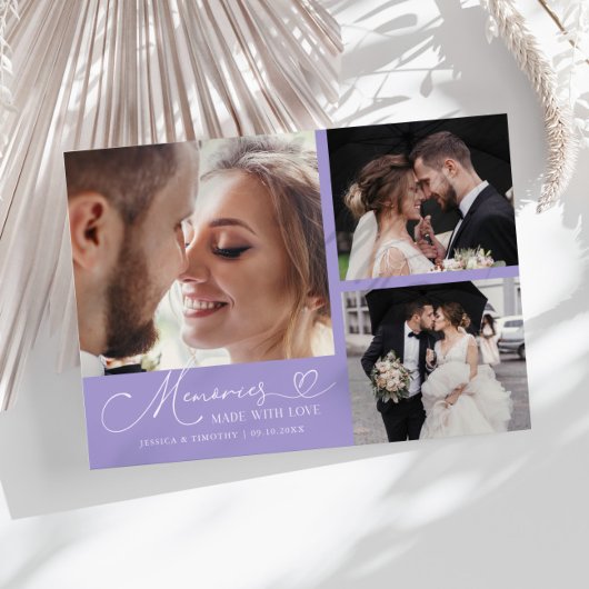 Memories Made With Love Wedding Lilac Photo Bedankkaart