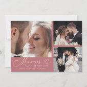 Memories Made With Love Wedding Pink Multi Photo Bedankkaart (Voorkant)