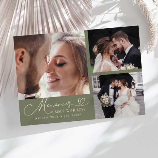 Memories Made With Love Wedding Sage Green Photo Bedankkaart