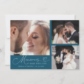 Memories Made With Love Wedding Teal Multi Photo Bedankkaart (Voorkant)