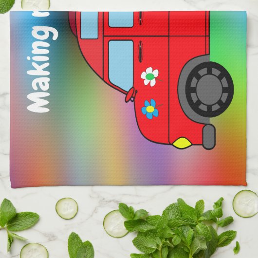 "Memories maken!" Campervan Tea Towel Theedoek (Gevouwen)