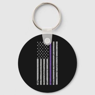 Memories Matter Alzheimer USA Vlag Paarse Strip Sleutelhanger