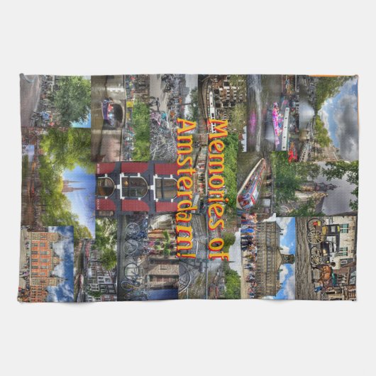 Memories of Amsterdam Photo Collage Theedoek (Horizontaal)