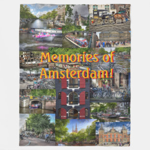 Memories of Amsterdam Souvenir Photo Collage Fleece Deken
