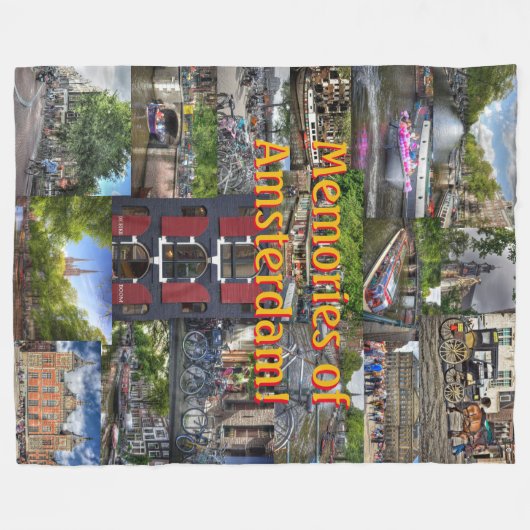 Memories of Amsterdam Souvenir Photo Collage Fleece Deken (Voorkant (Horizontaal))