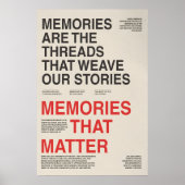 Memories Typography Poster Sentimental Wall Art (Voorkant)