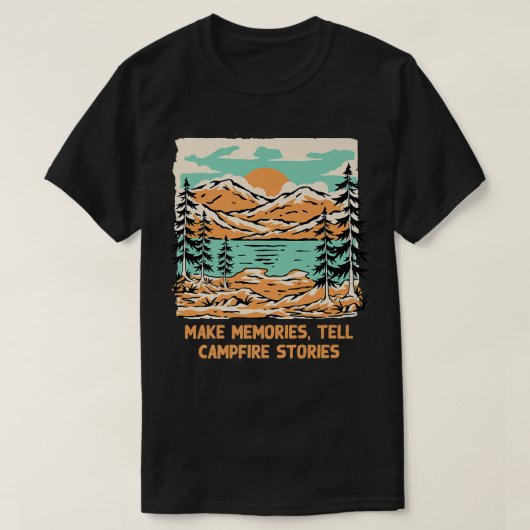 Memories vertellen kampvuur verhalen Camping Frien T-shirt (Design voorkant)