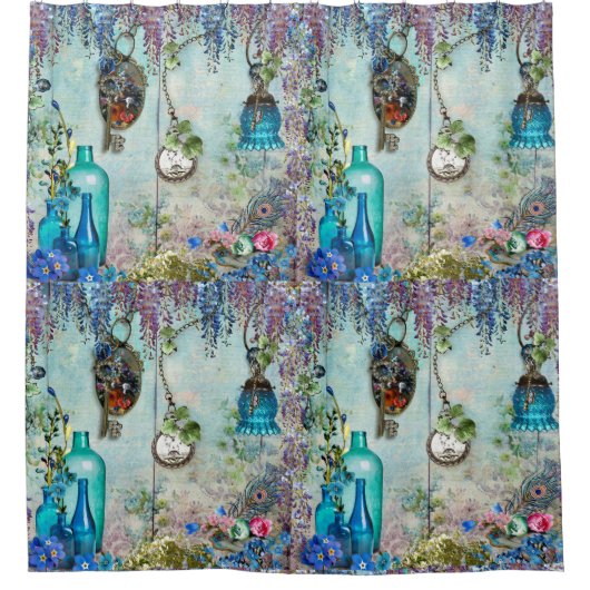  Memories Wisteria lavender blue keys Douchegordijn (Voorkant)