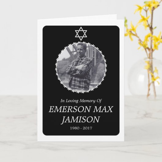 memorium : elegante ster van david kaart (Gele Bloem)