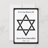 memorium : elegante ster van david kaart (Achterkant)