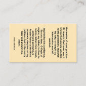 Memorize van St. Joseph Prayer Card Visitekaartje (Achterkant)