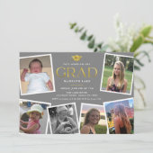 Memory Board Photo Collage Afstudeerder Party Invi Kaart (Staand voorkant)