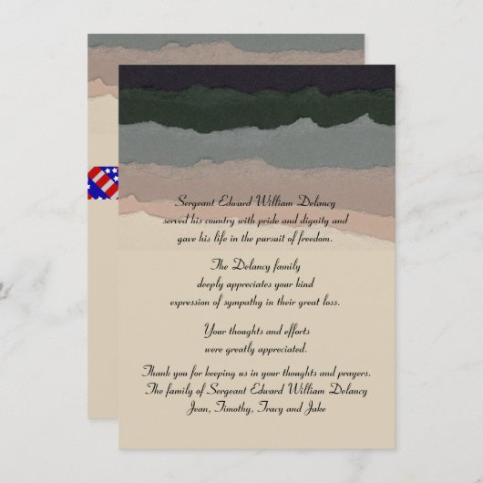 Memory Eternal - Bereavement Dank u Notecard Bedankkaart (Voorkant / Achterkant)