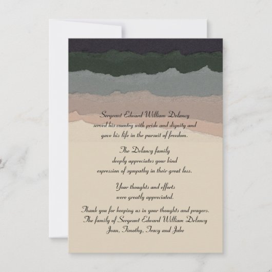 Memory Eternal - Bereavement Dank u Notecard Bedankkaart (Voorkant)