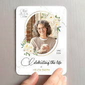 Memory Floral Elegant Photo, Celebration of Life  Magneet