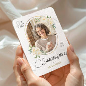 Memory Floral Elegant Photo, Celebration of Life  Magneet